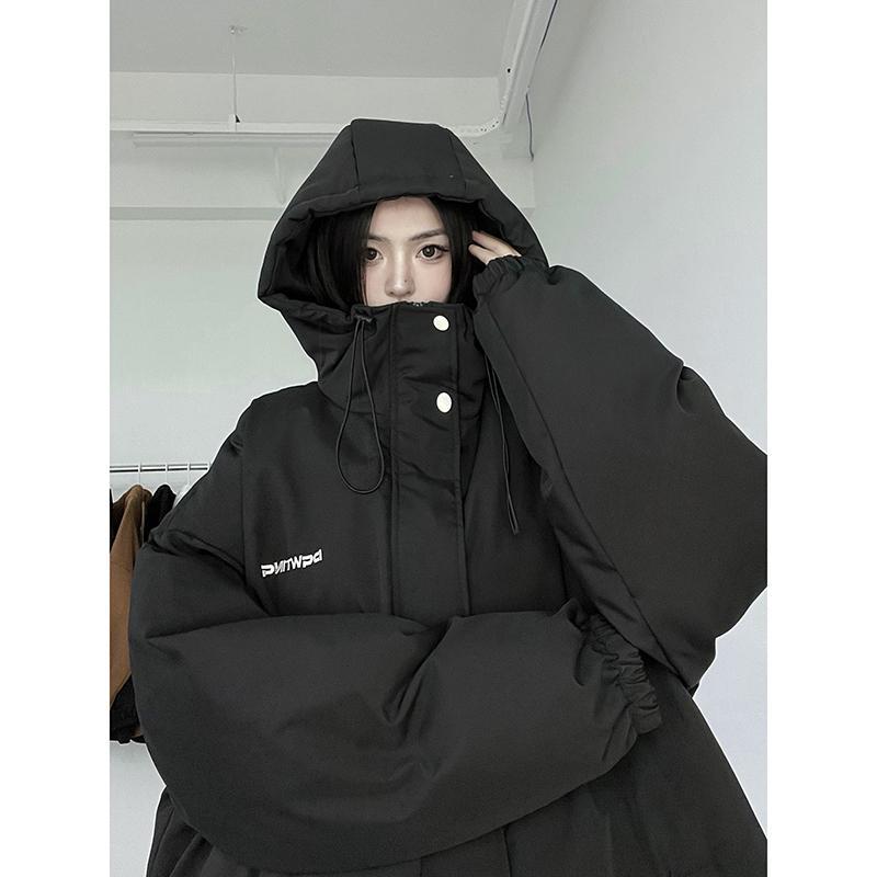 雅鹿特大码300斤棉衣外套女宽松港风加厚棉袄面包服潮冬季