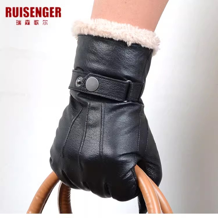 男士真皮加绒加厚保暖冬季手套骑行