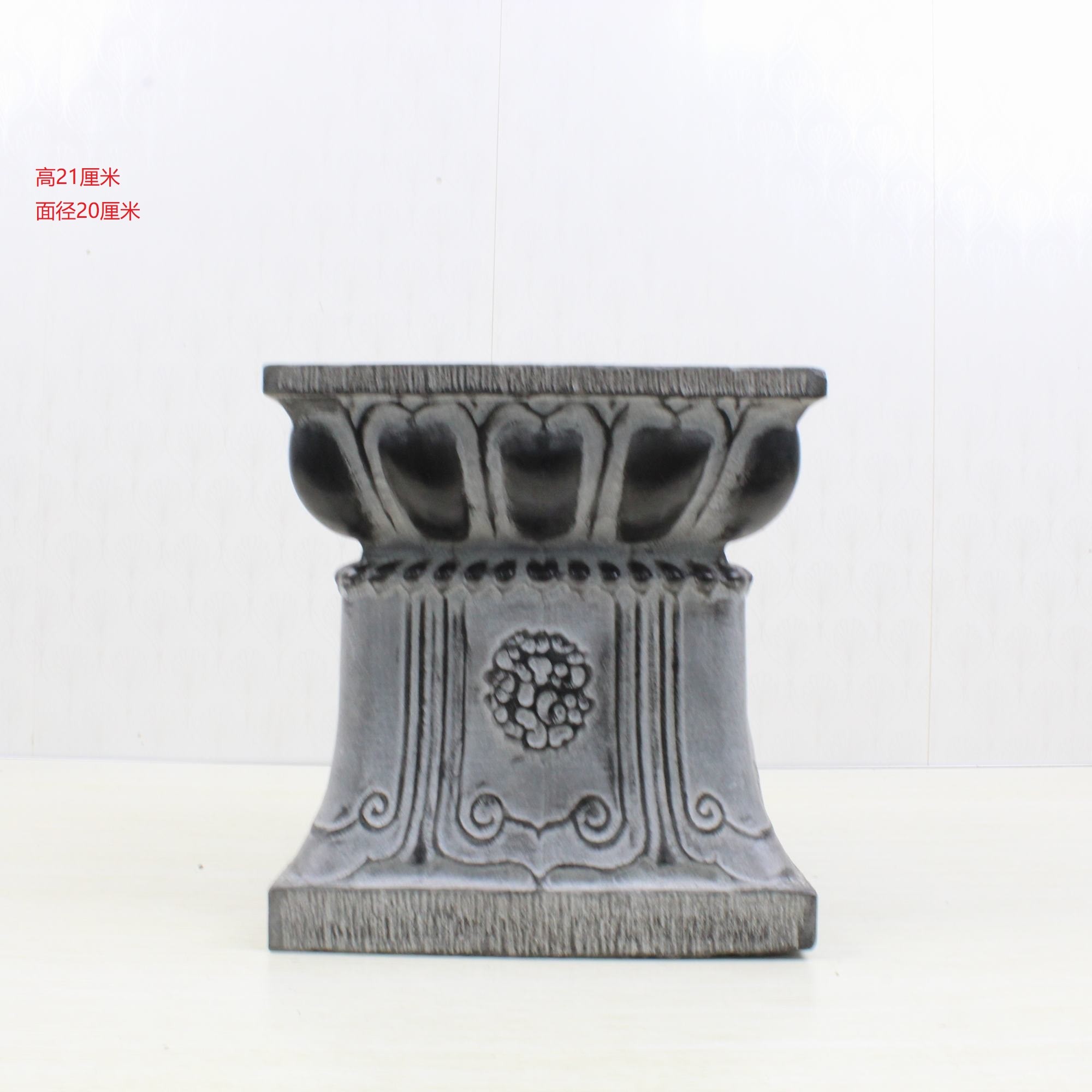 山西青石桌面摆件荷花方墩21厘米（青石 雕刻 摆件）