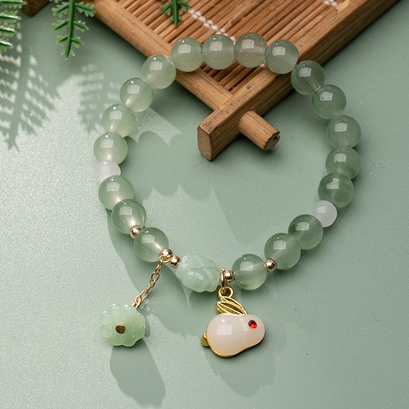 非金属手链 本命年玉兔手链小清新自然花朵招财貔貅手串饰品