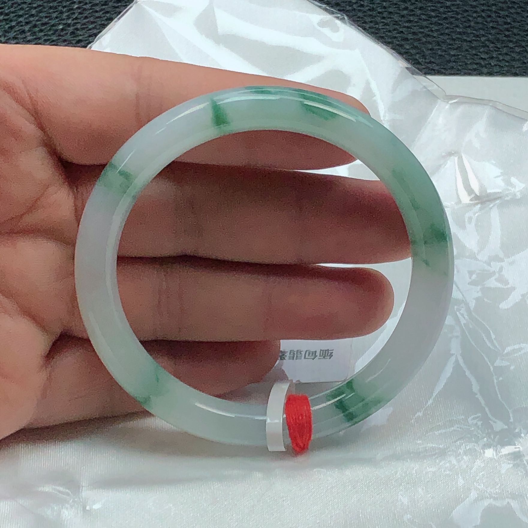 糯冰飘花56圈圆条手镯玉质细腻时尚百搭缅甸翡翠A货翡翠手镯10867