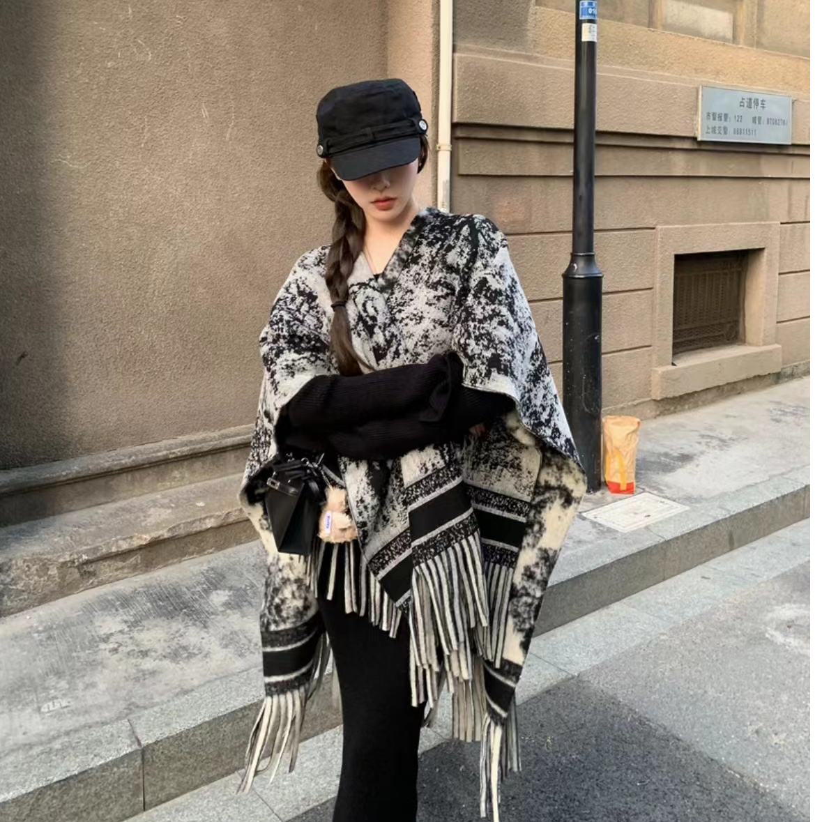 【水墨东方美学】水墨披肩围巾长款冬季保暖百搭时尚感双面保暖披肩