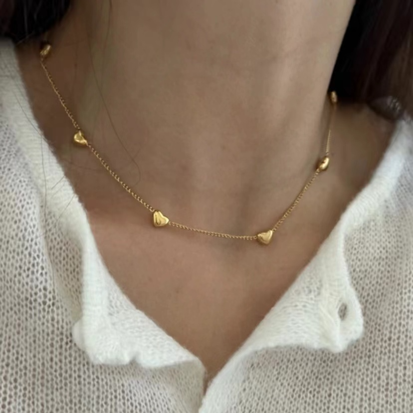 钛钢项链 708镀K金怦然心动项链时尚气质轻奢百搭简约精致龙虾扣