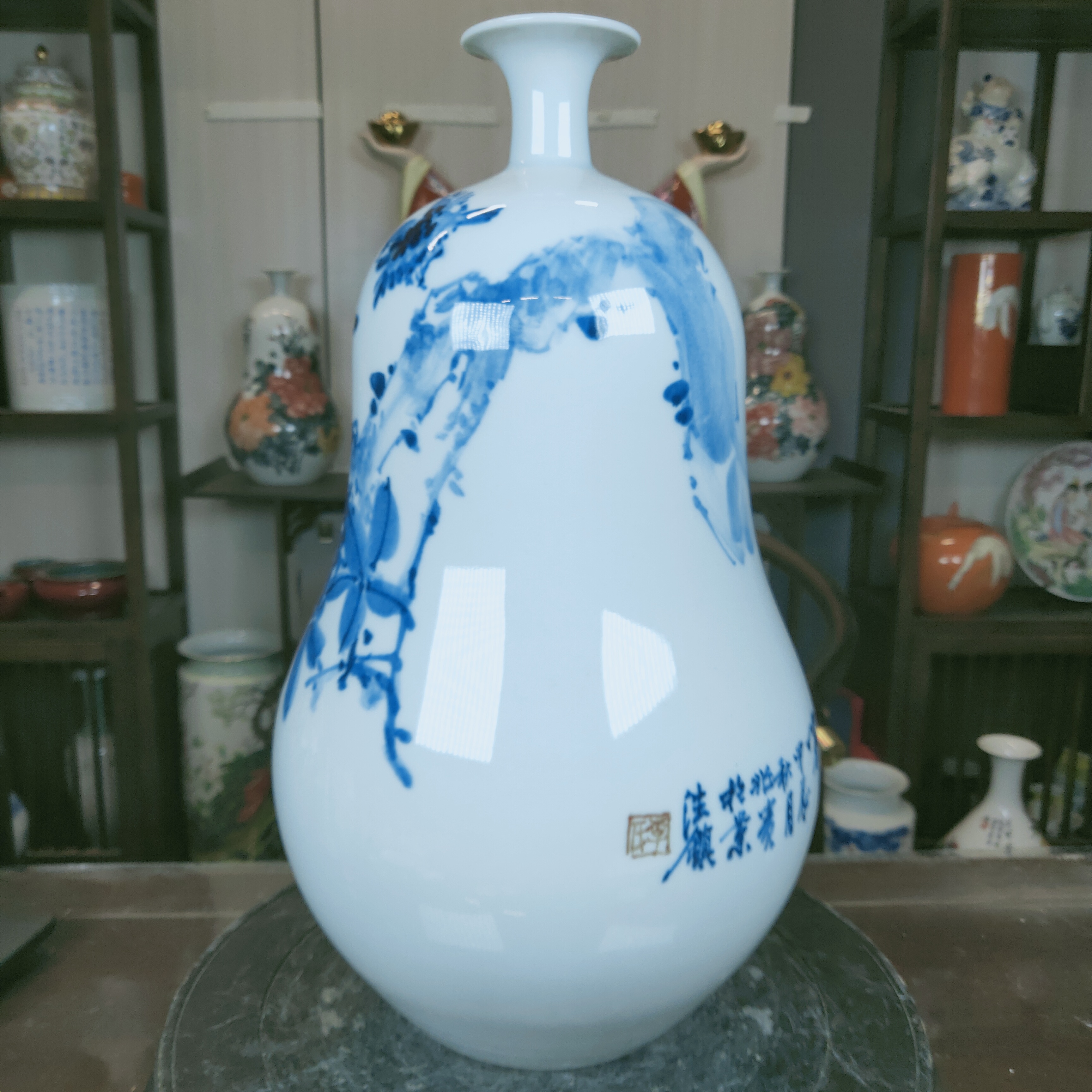 景德镇陶瓷全手工手绘福禄瓶摆件