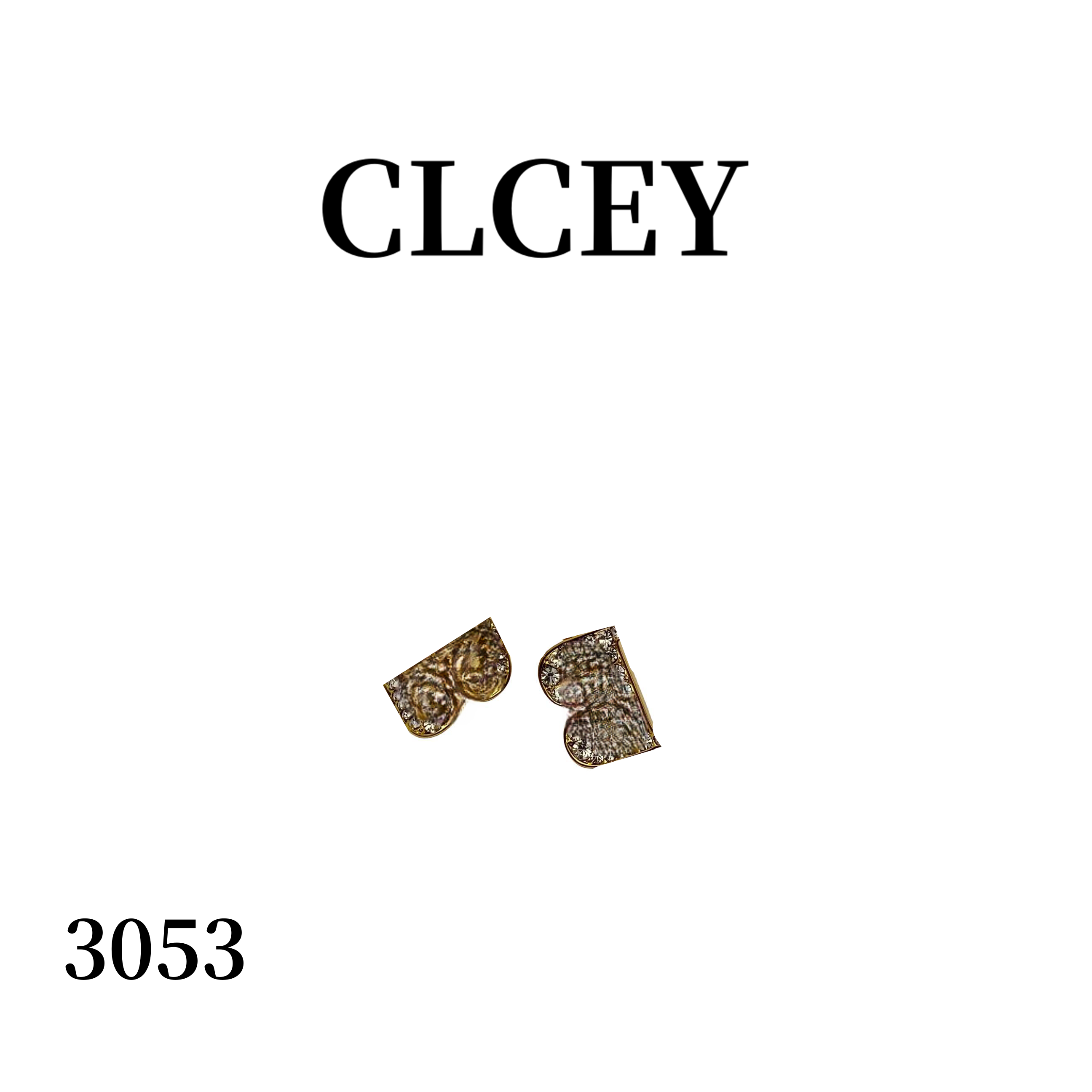 【3053】字母B金色镶砖耳钉