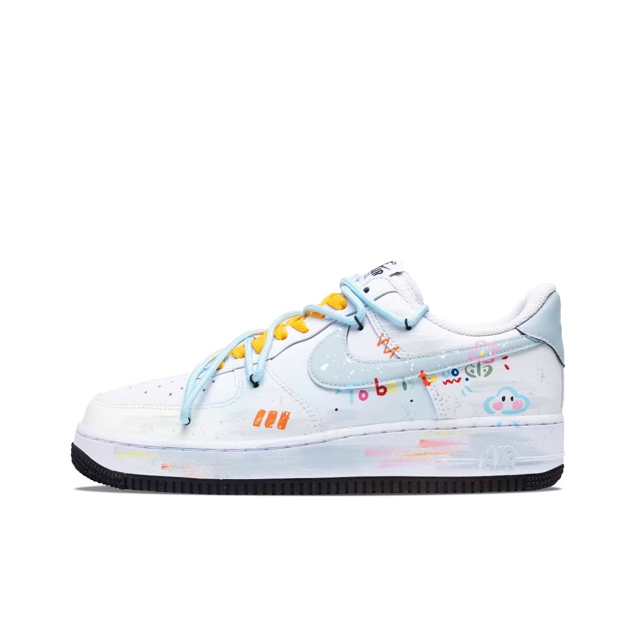 【定制球鞋】 Nike Air Force 1 七彩流云 多巴胺 减震耐磨