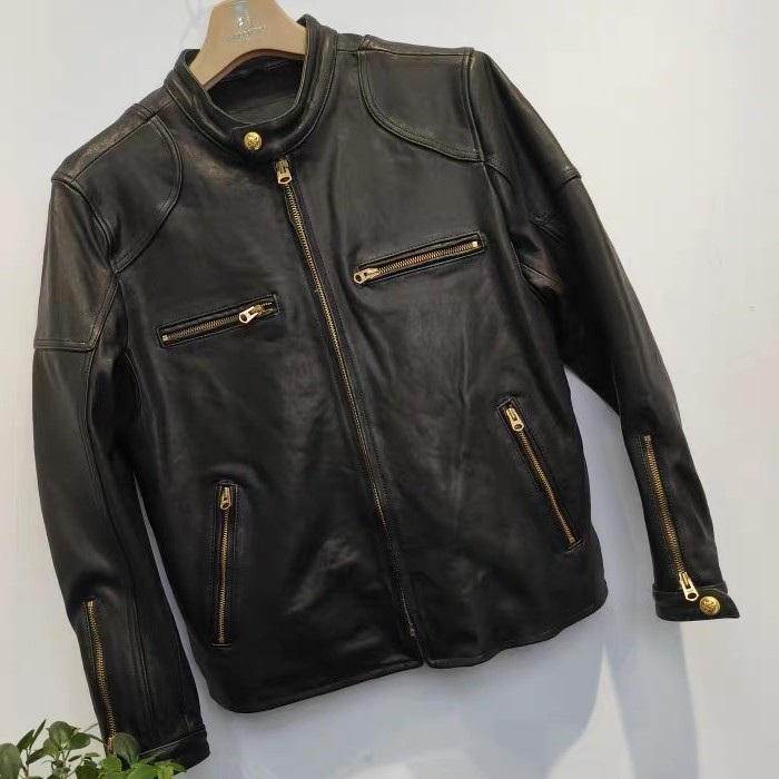 J100男士休闲外套牛皮皮衣真皮