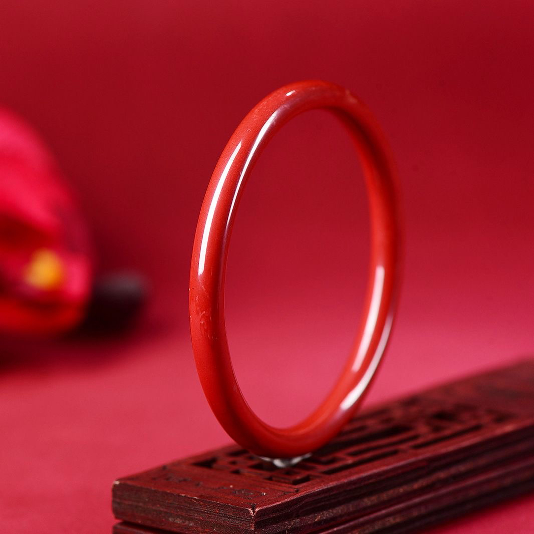 含辰砂工艺品朱砂叮当镯款帝王手镯时尚光面美人镯情侣礼物