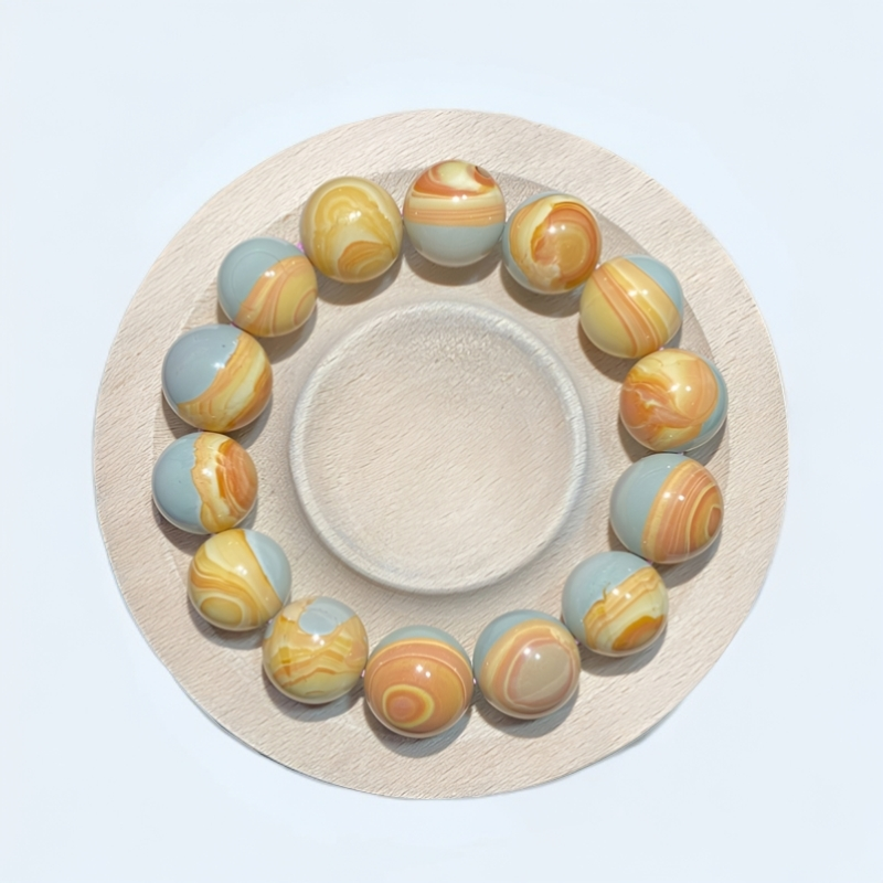 【臻时善】DIY天然阿拉善玛瑙幻彩焦糖呼料时尚单珠手串（多样性）