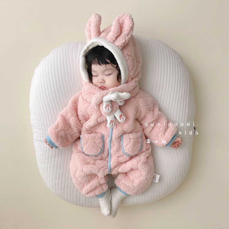 婴儿衣服冬装夹棉连体衣宝宝超萌加绒保暖哈衣冬季外出抱衣爬爬服