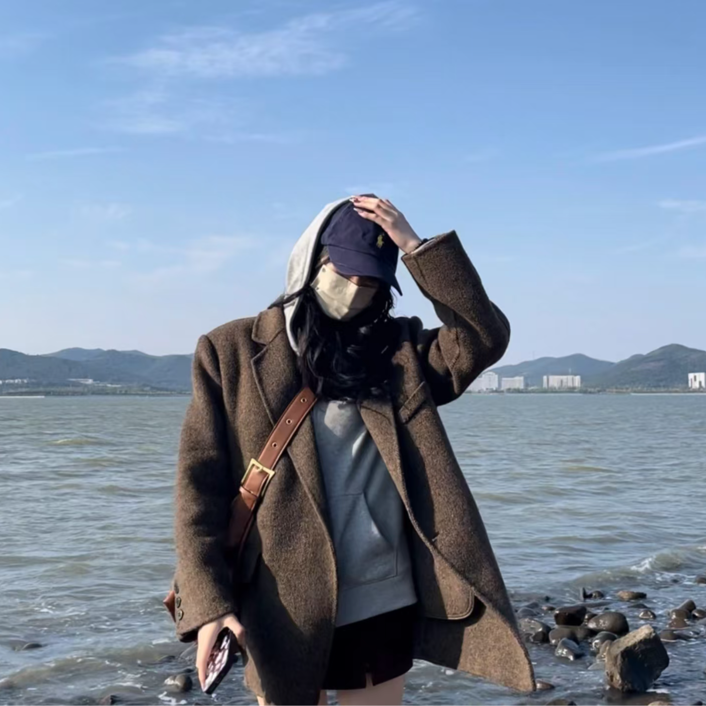 【摩登girl】秋冬新款韩版双面毛呢大衣小个子外套百搭加厚