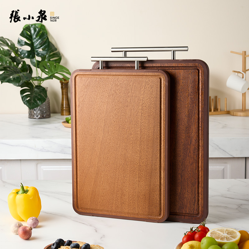 张小泉乌檀木砧板双面家用不锈钢菜板防霉长方形刀板加厚多功能