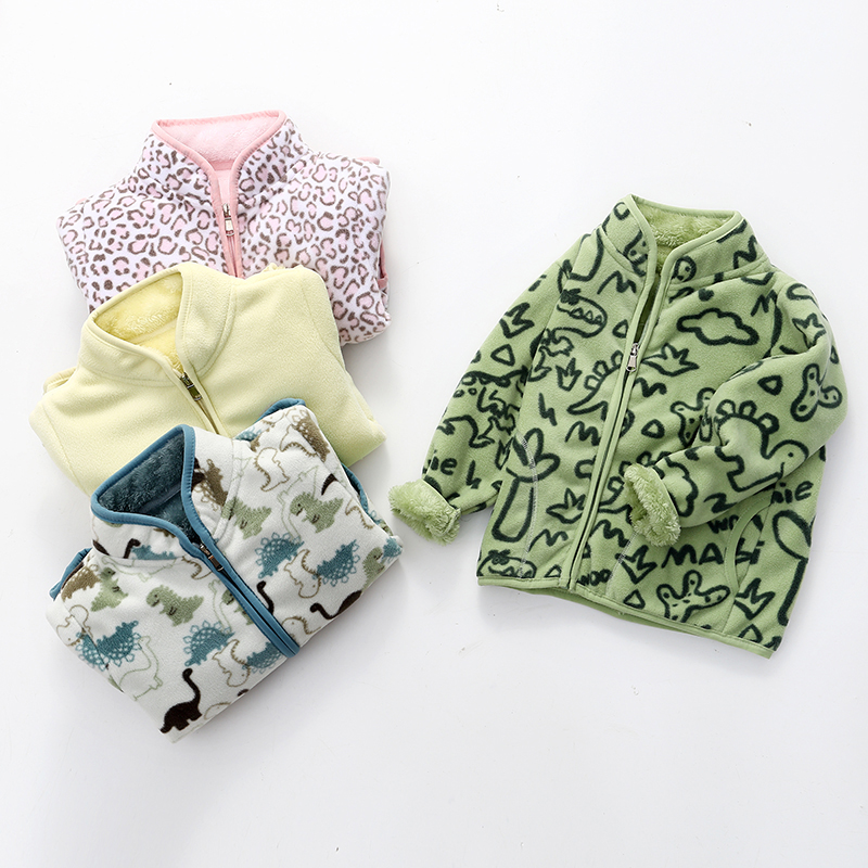 儿童抓绒卫衣男女童摇粒绒加厚外套中大童秋冬季开衫校服神器上衣