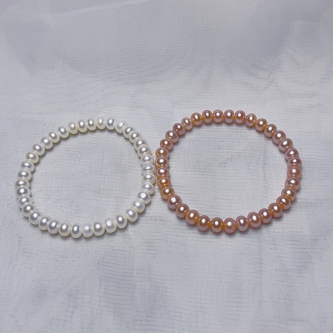 天然无核淡水珍珠5-6mm馒头珠手串 简约气质百搭仙女高级感