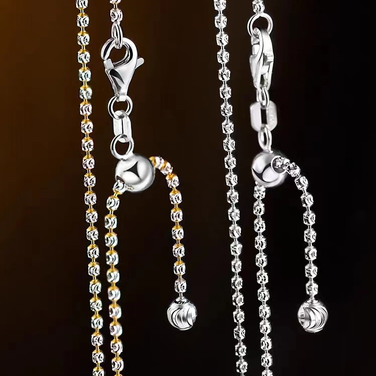 18K金爆闪星钻项链 两色可选 时尚百搭可抽拉调节 多样性发货一件