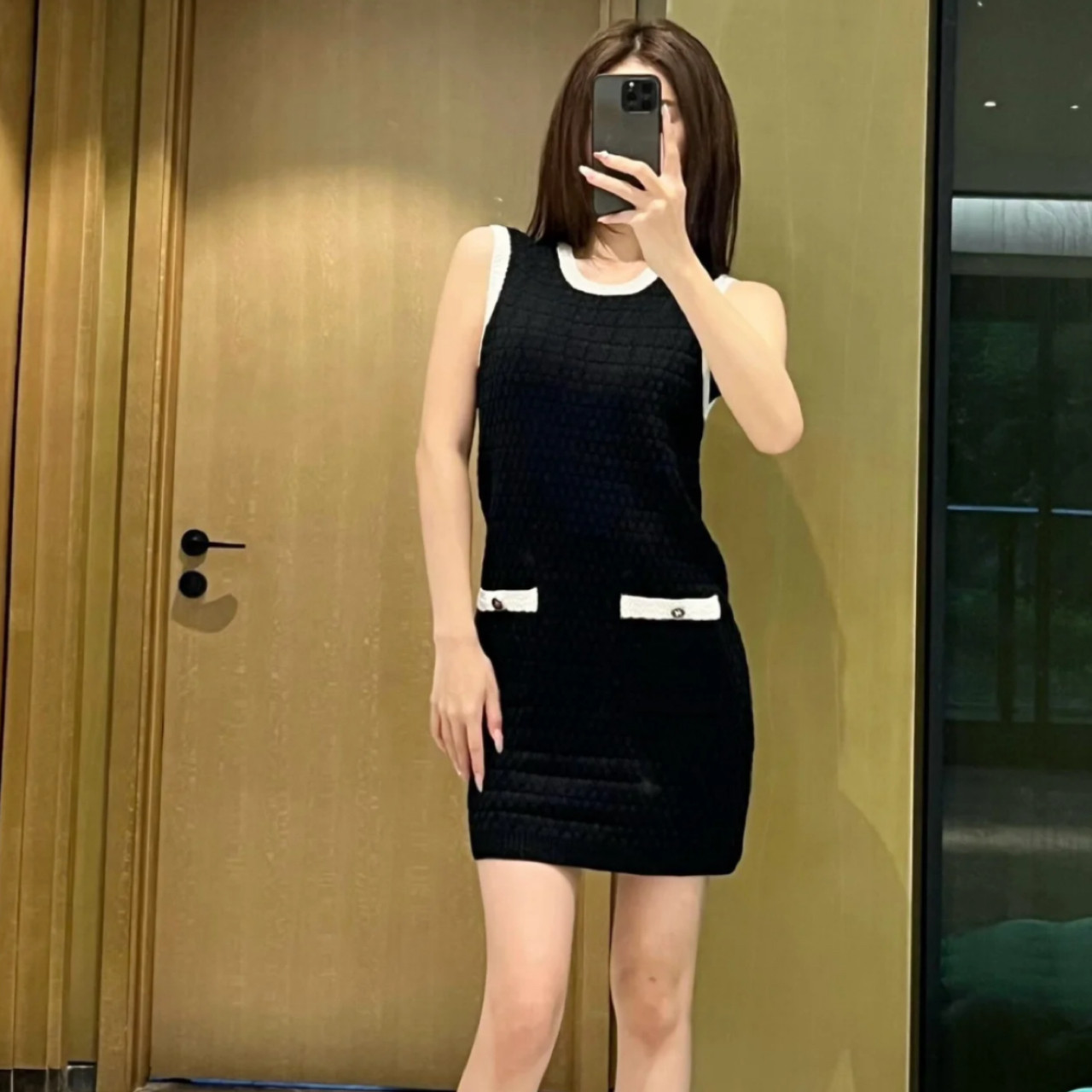 99新 Chanel/香奈儿 针织无袖连衣裙/40码/成色99/Xsp27227