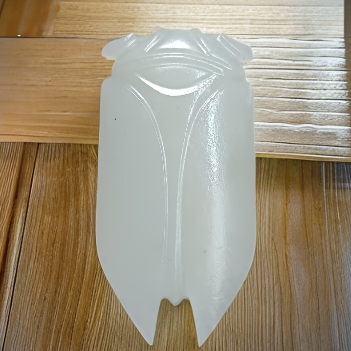 和田玉汉八刀玉蝉挂件把件摆件和田玉