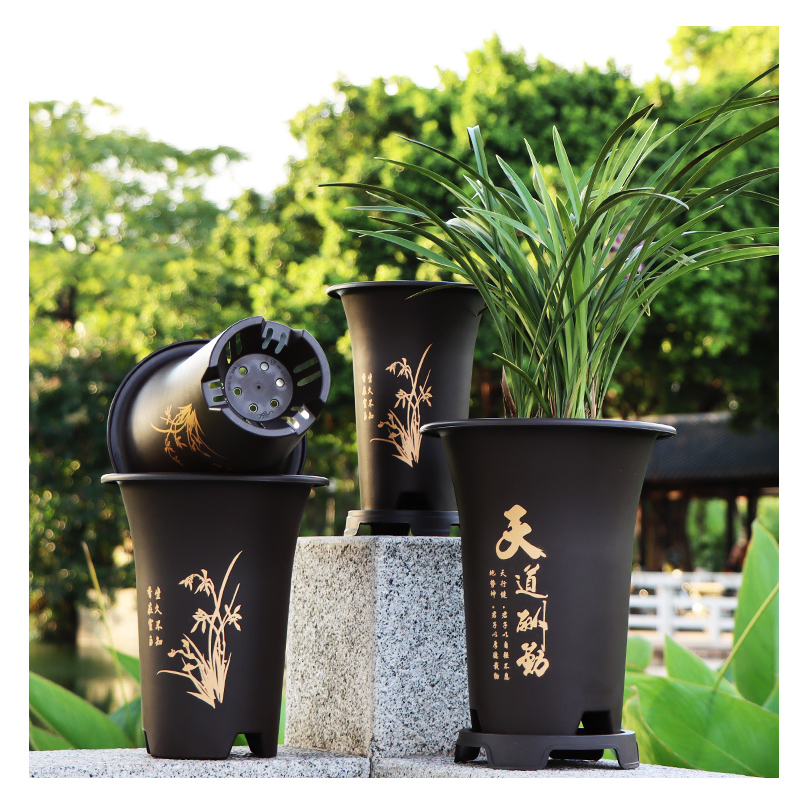 兰花专用盆花盆加厚君子兰仿紫砂透气花盆塑料高档耐用大号兰花盆