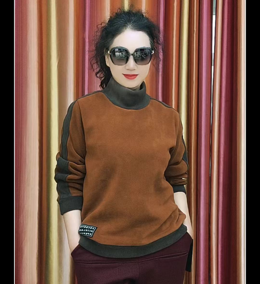 奥粒绒卫衣运动休闲加绒加厚保暖立领拼接上衣