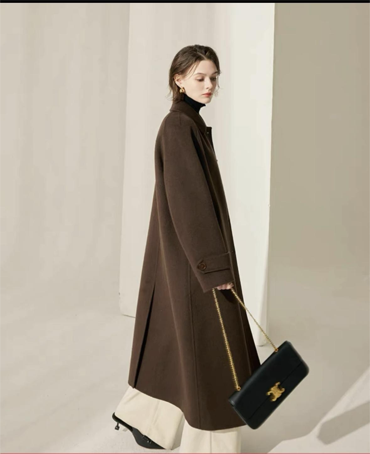 【大衣高定】秋冬欧洲站流行冬季大衣拼色时尚百搭小香风羊毛外套