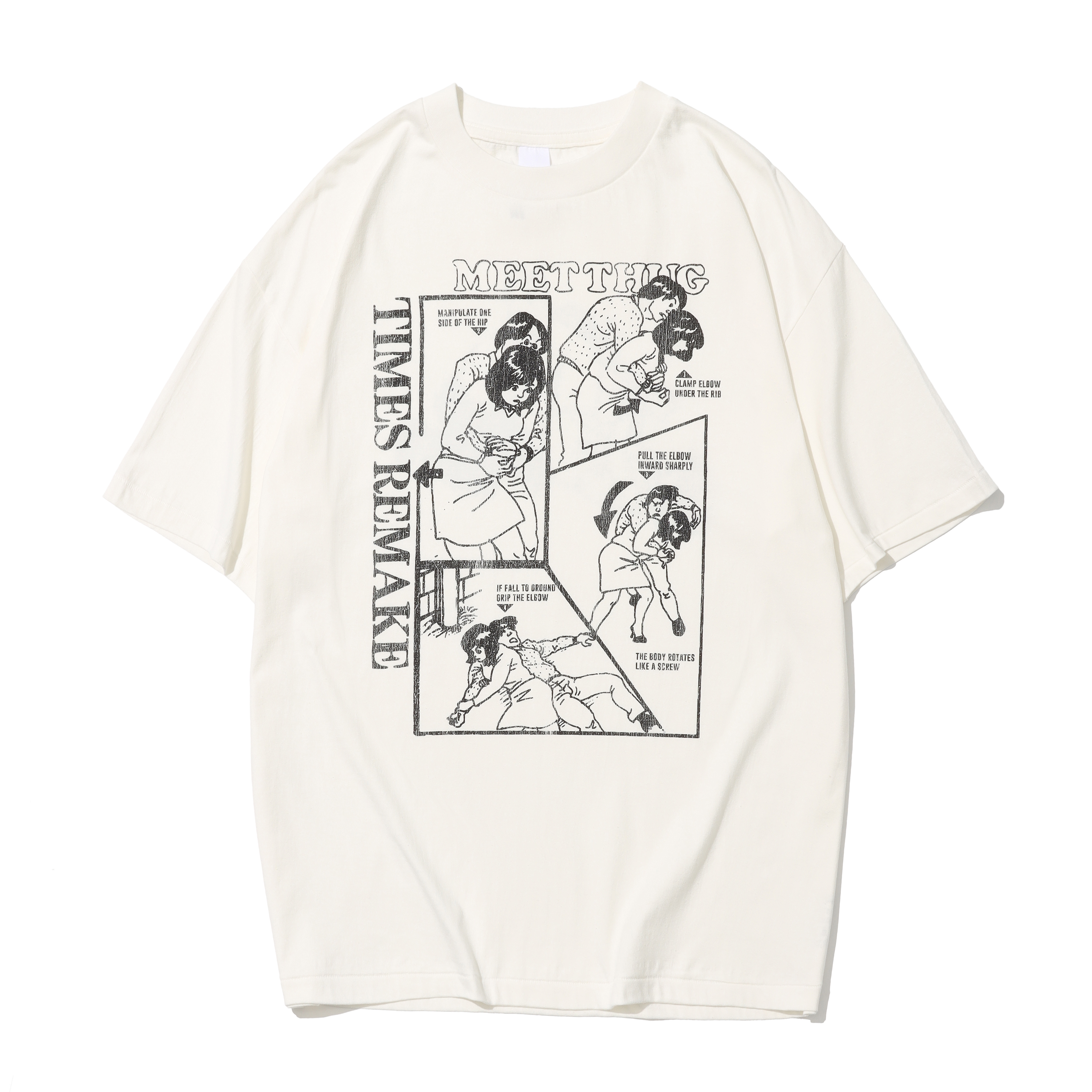 Times remake白色圆领休闲防狼短袖