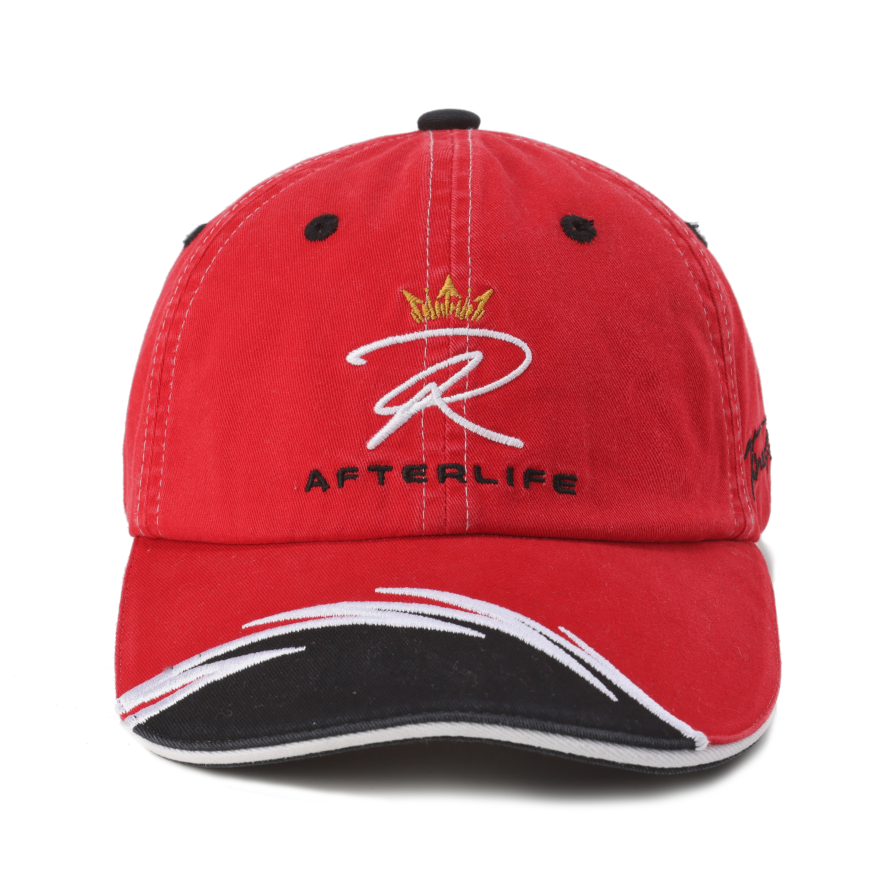 Times Remake 红色弯沿印花赛车棒球帽