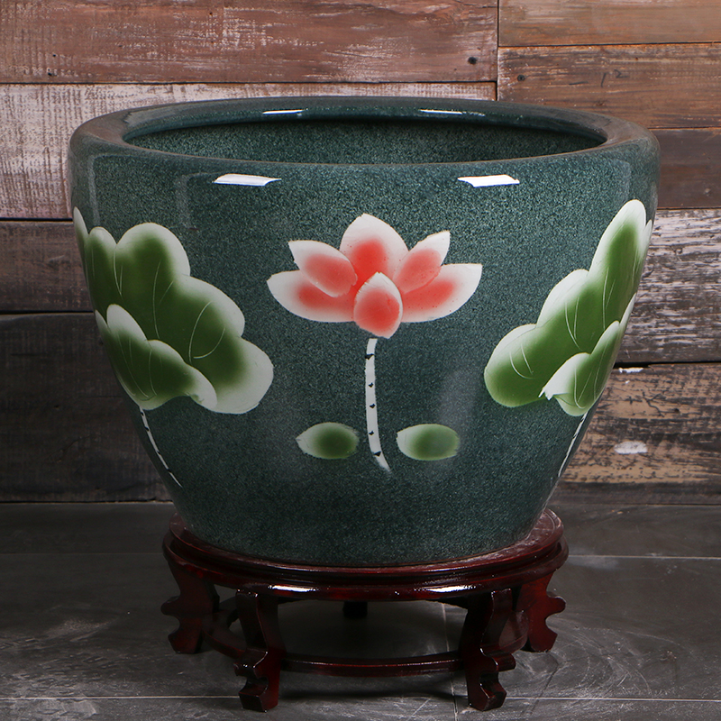景德镇陶瓷落地缸阳台花盆荷花缸碗莲鱼缸客厅庭院公司风水大水缸