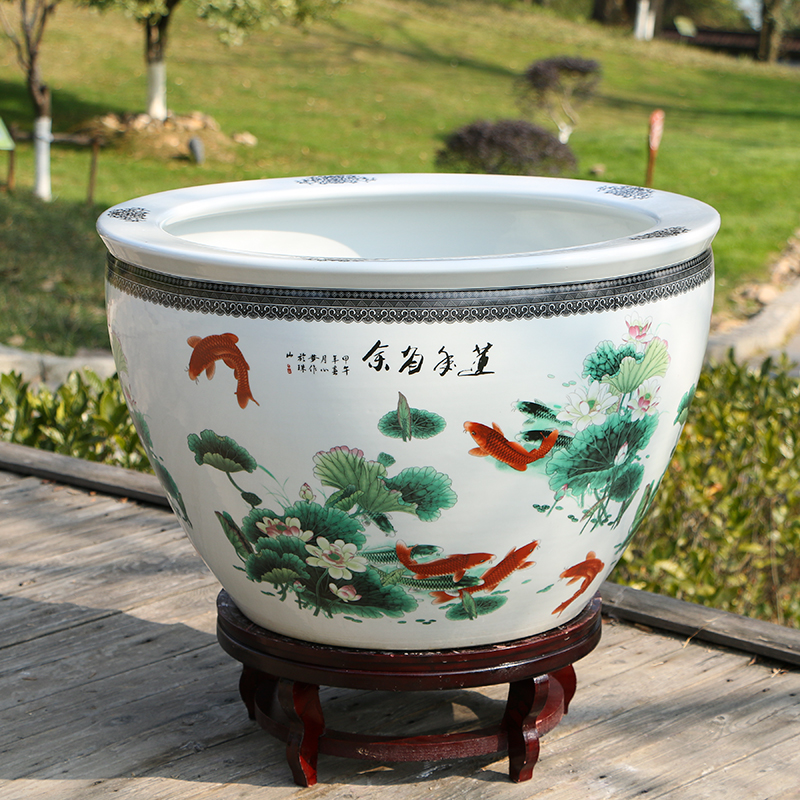 景德镇陶瓷鱼缸养金鱼缸睡莲盆荷花缸碗莲缸乌龟大水缸盆客厅摆件