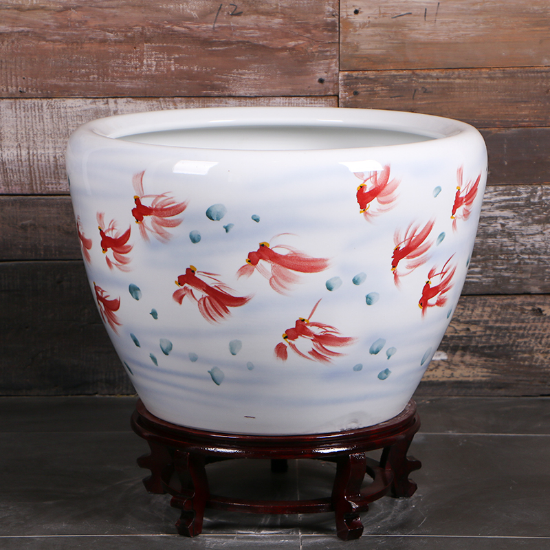 景德镇陶瓷手绘鱼缸特大号鱼缸大水缸荷花缸庭院养睡莲鱼缸养鱼盆