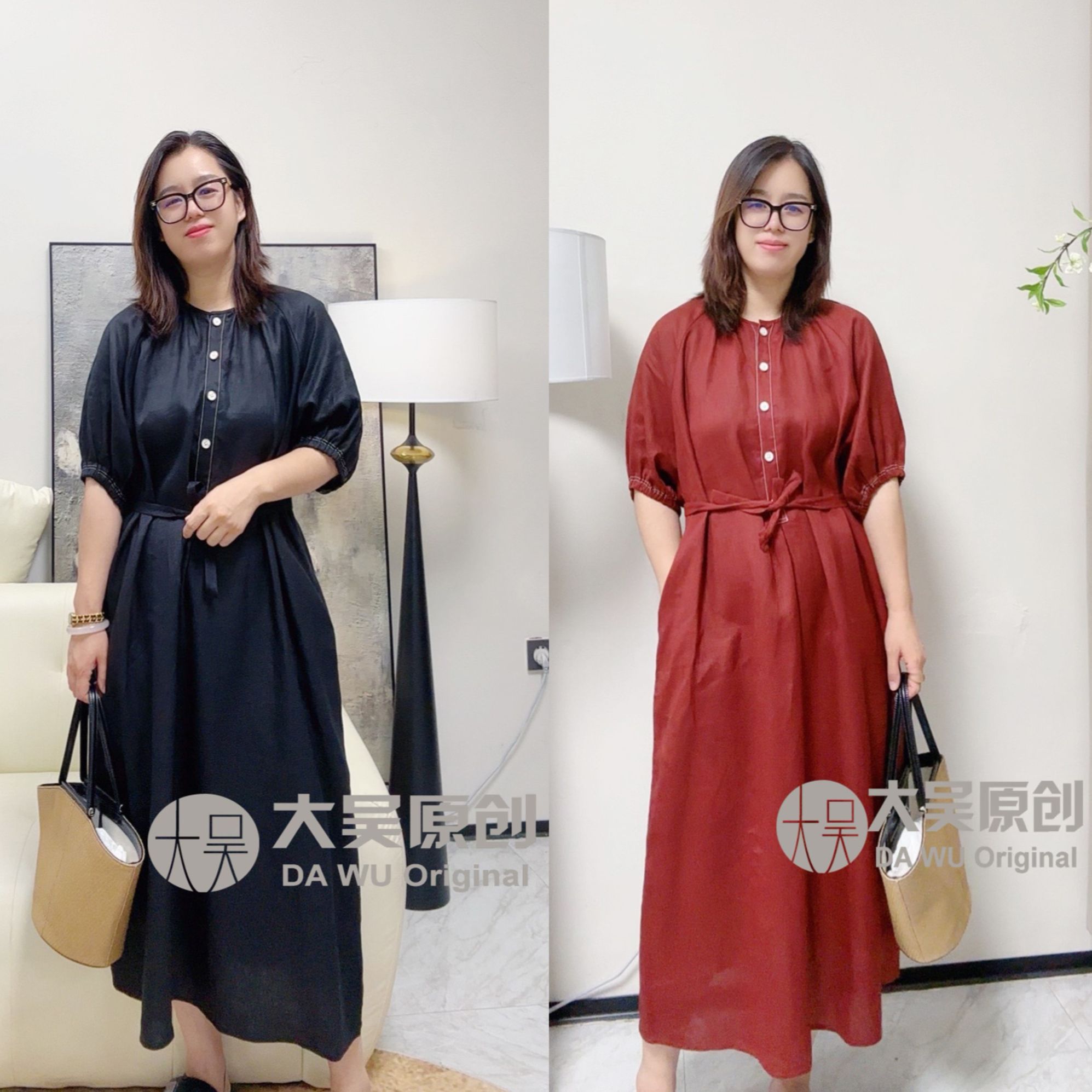 《大吴原创》“诺丁山”高端法式气质百搭细节轻奢时尚宽松显瘦连衣裙