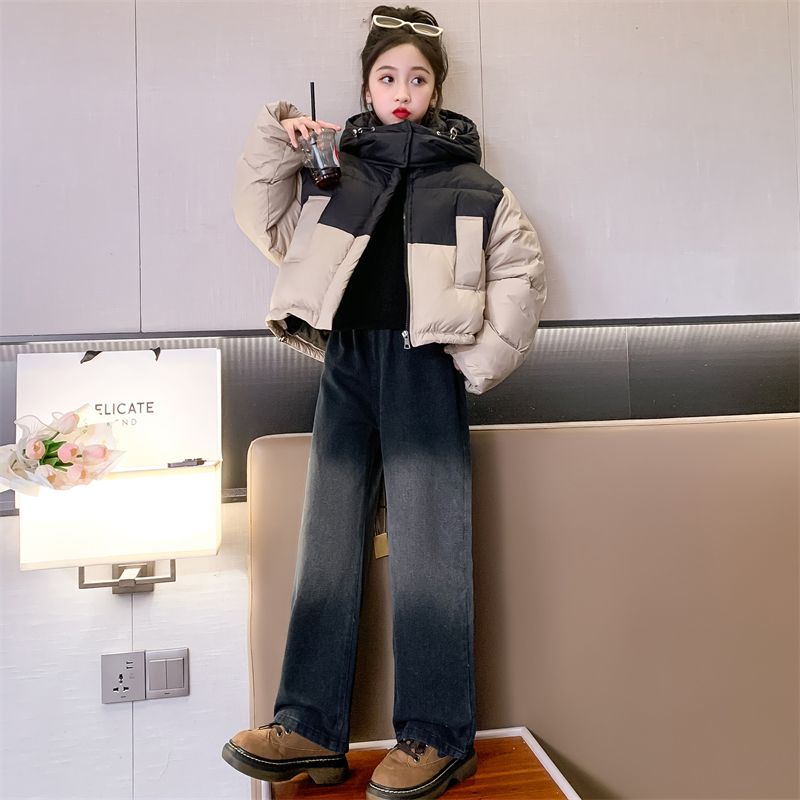 童装2023秋冬新款洋气女大童加厚面包服儿绒裤女童保暖服套装冬装