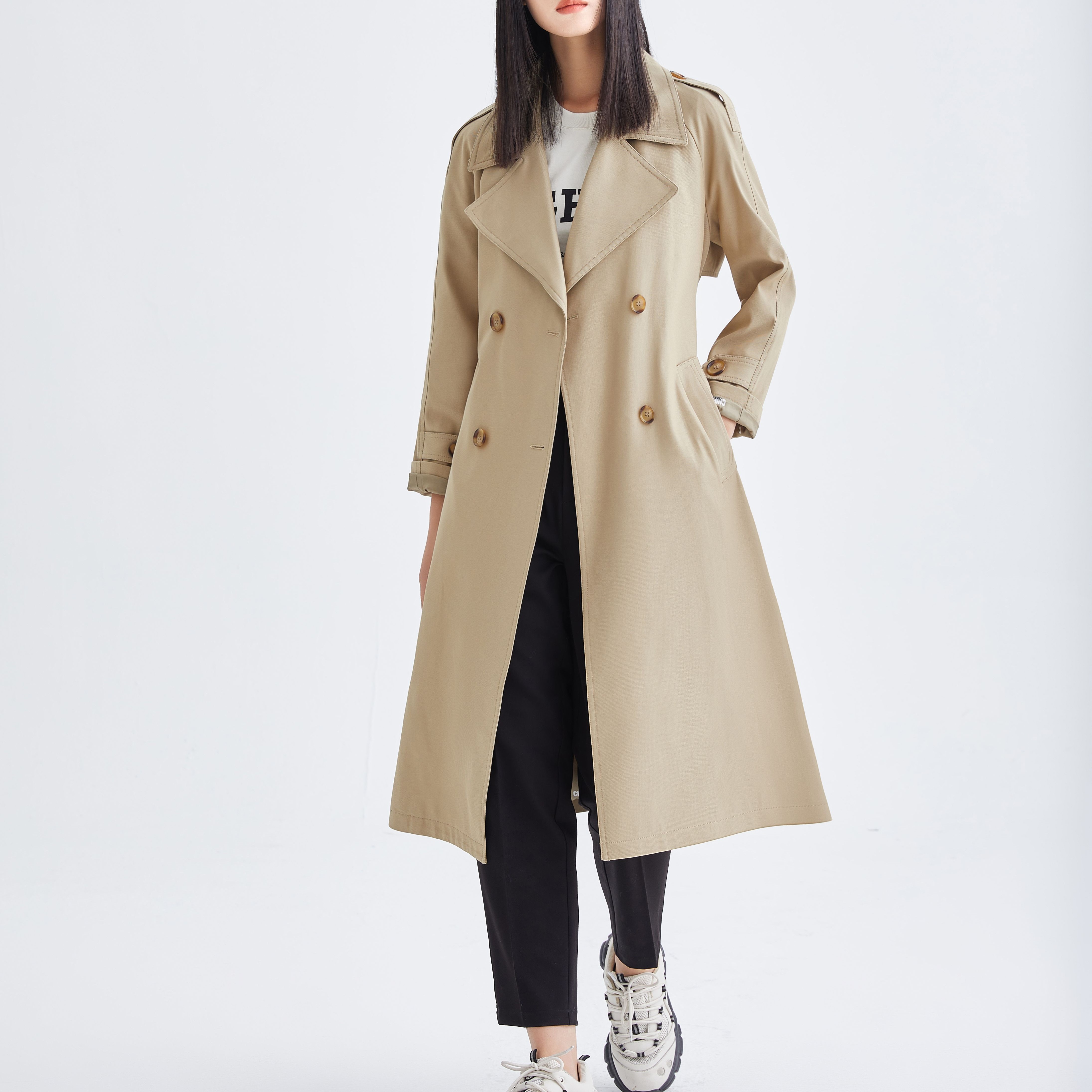 1025-30女士休闲中长款风衣  HY 63558  S