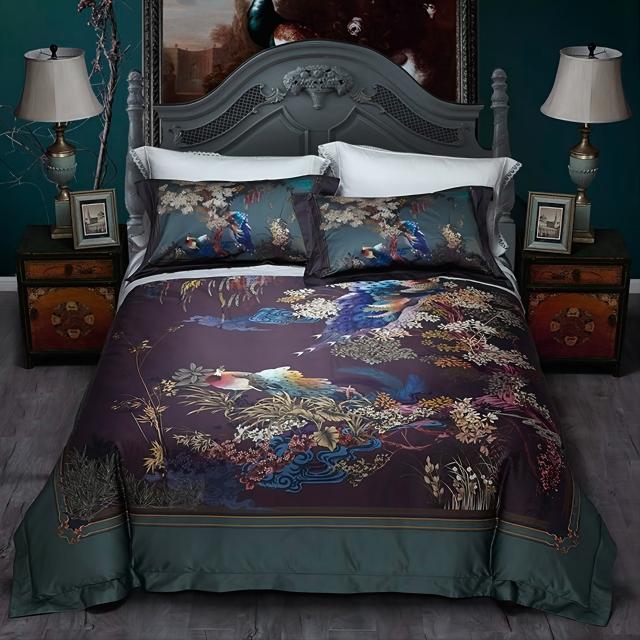 梦洁家纺匹马棉数码印花六件套：瑶山凤鸣深睡