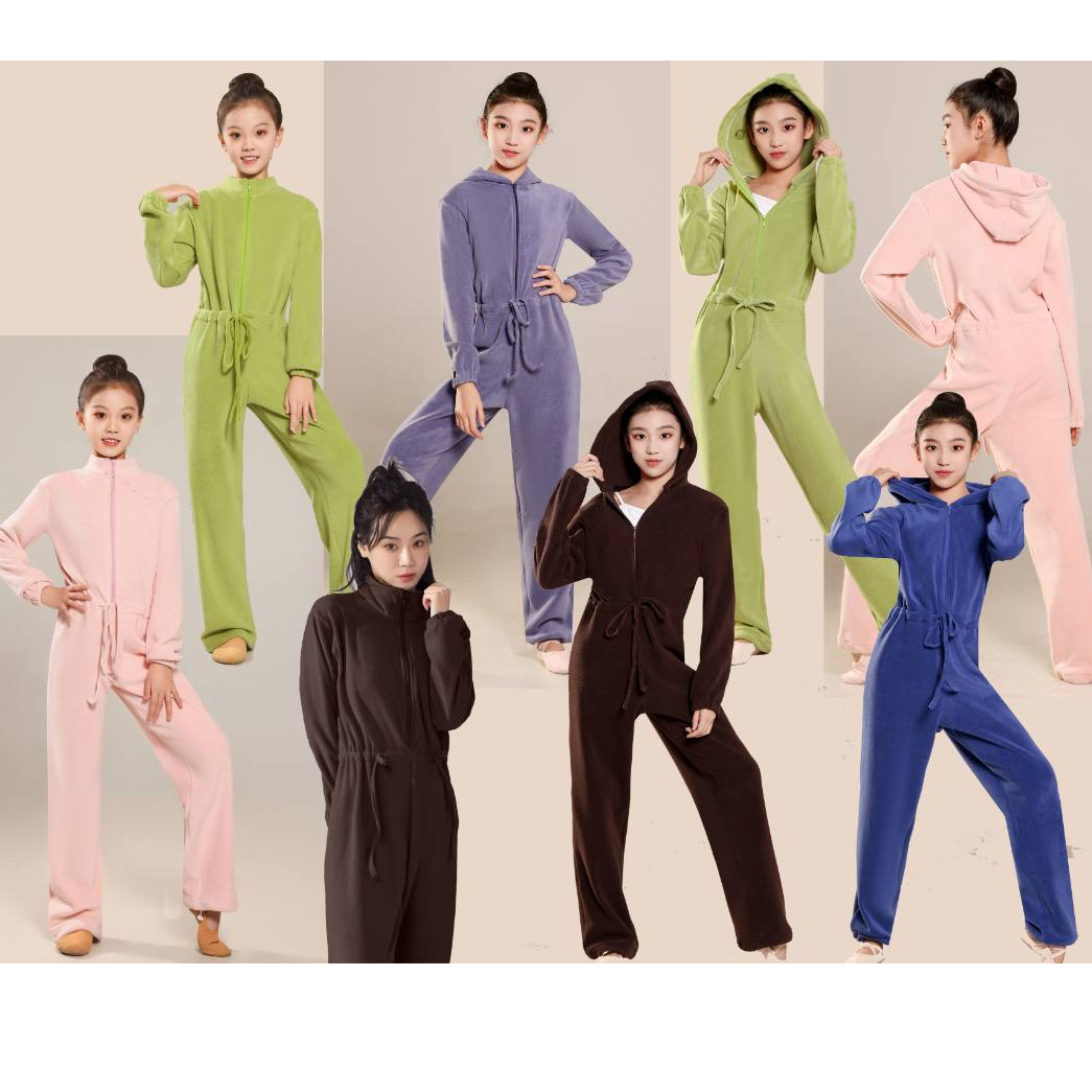 冬季保暖绒连体秋冬练功服热身训练服双面奥粒绒瑜伽套装休闲