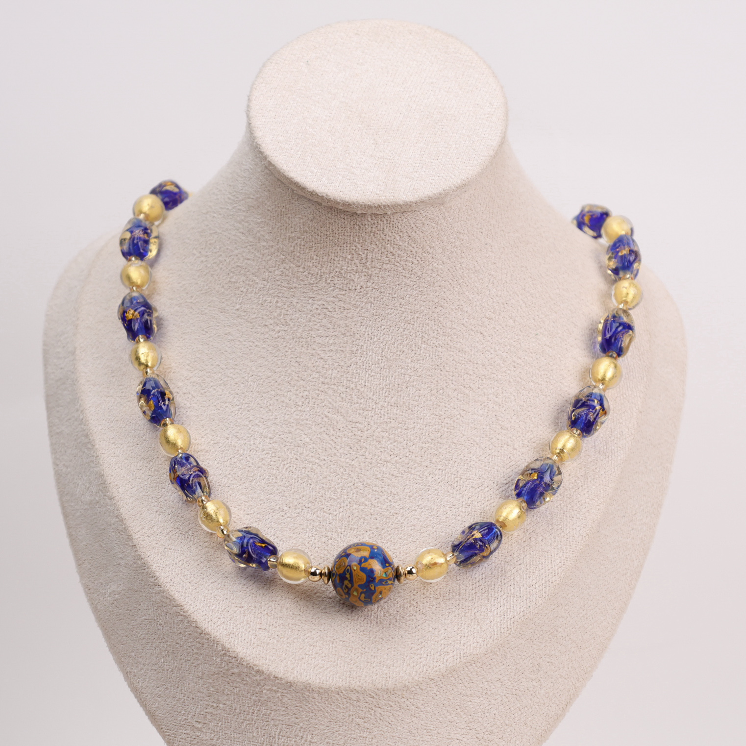 合金项链 玉楼东合金项链 LZ1202 蓝黄色大漆蓝色扭扭黄色金箔琉