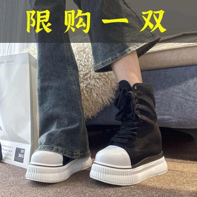 达芙妮沿荐14CM隐形增高鞋2023夏季新款手工高帮小个子福音透