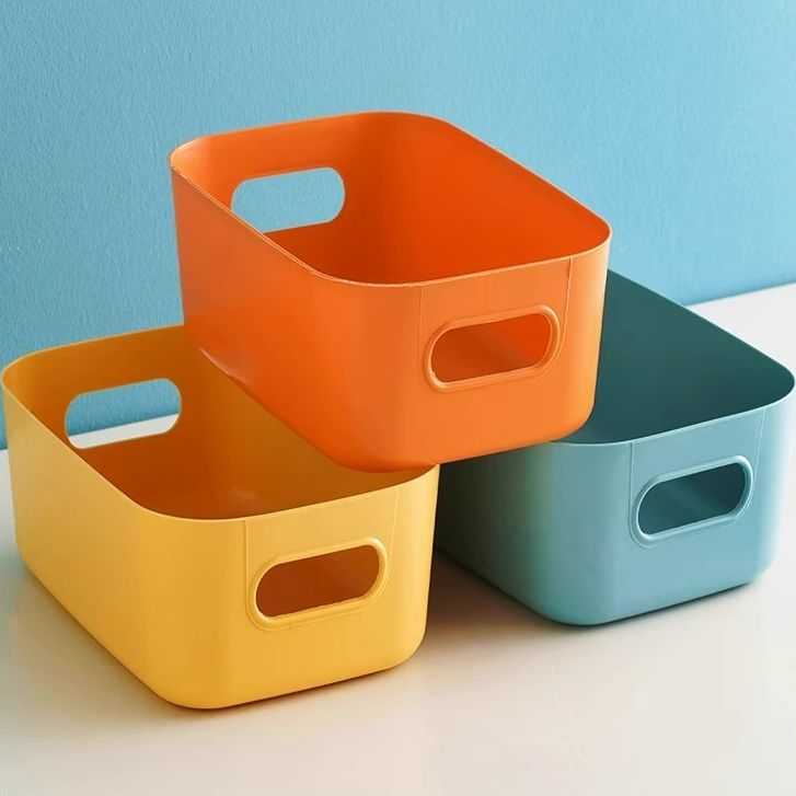 桌面收纳盒化妆品杂物零食收纳筐厨房整理盒子家用抽屉塑料储物盒