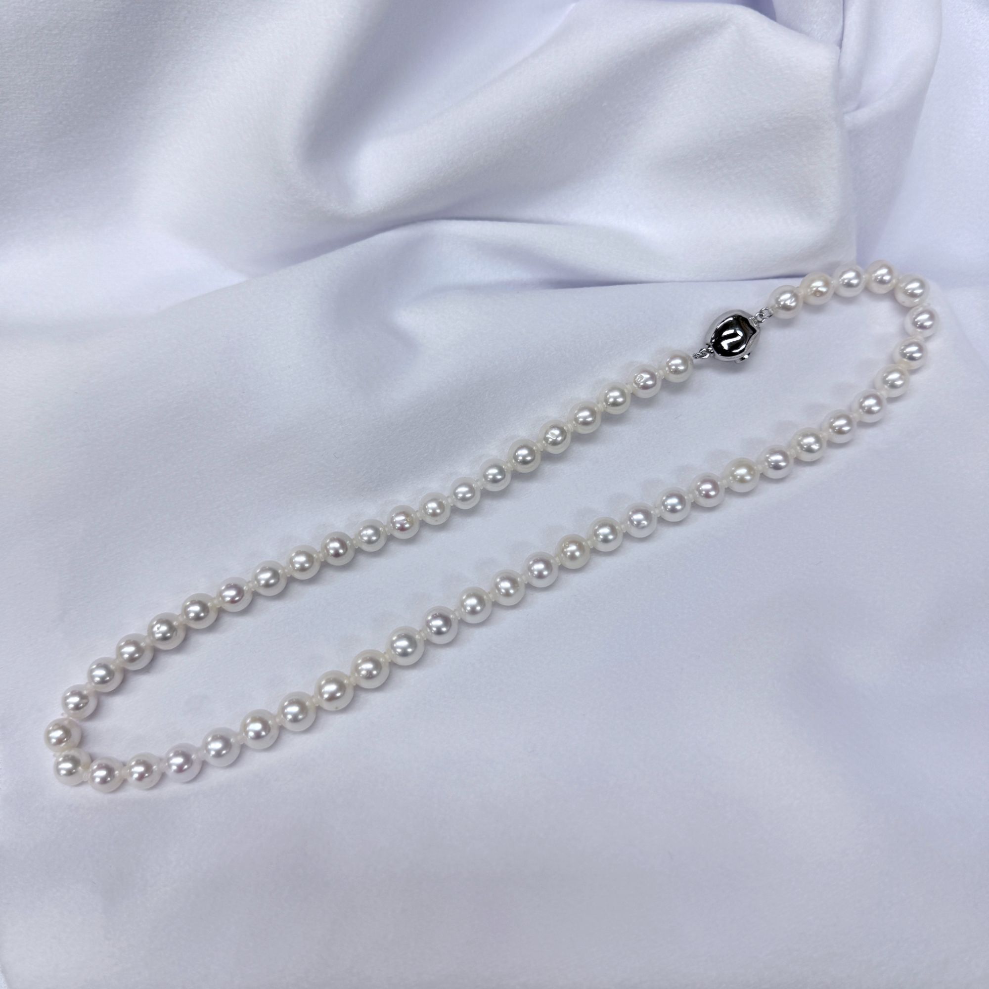 （原版黑标）“碎银波光”7.5-8.5mm天然淡水珍珠项链s925银镶嵌