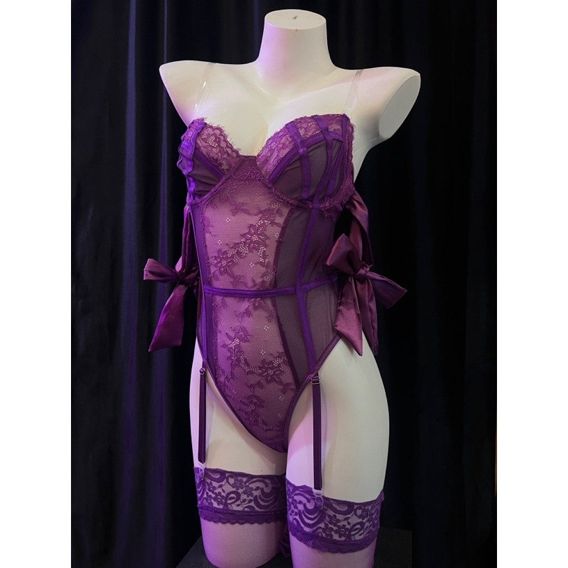 性感蕾丝紫色风情吊带背心熊衣纯欲居家情侣趣味显瘦收腰镂空辣妹