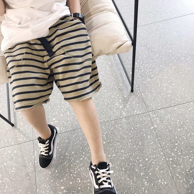 韩版夏季男童五分裤棉柔软条纹裤子儿童短裤薄款休闲中小大童透气