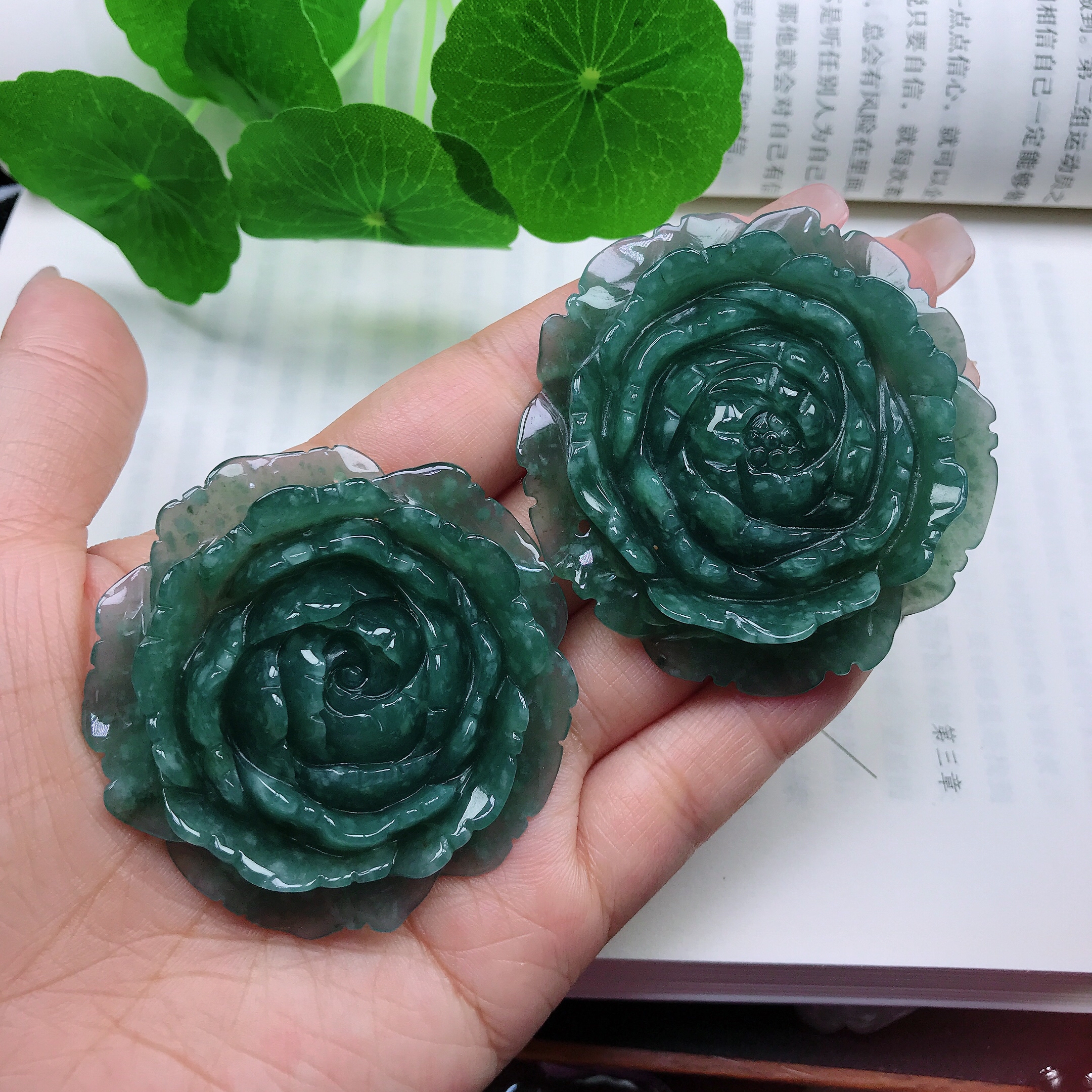 翡翠A货冰润满色花开富贵吊坠多样性发货其一55.2-12