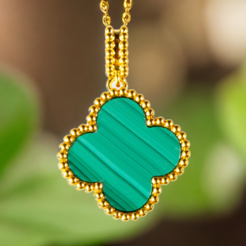 【玉素专属】18k金孔雀石20mm吊坠  k黄 k枚轻奢气质双面