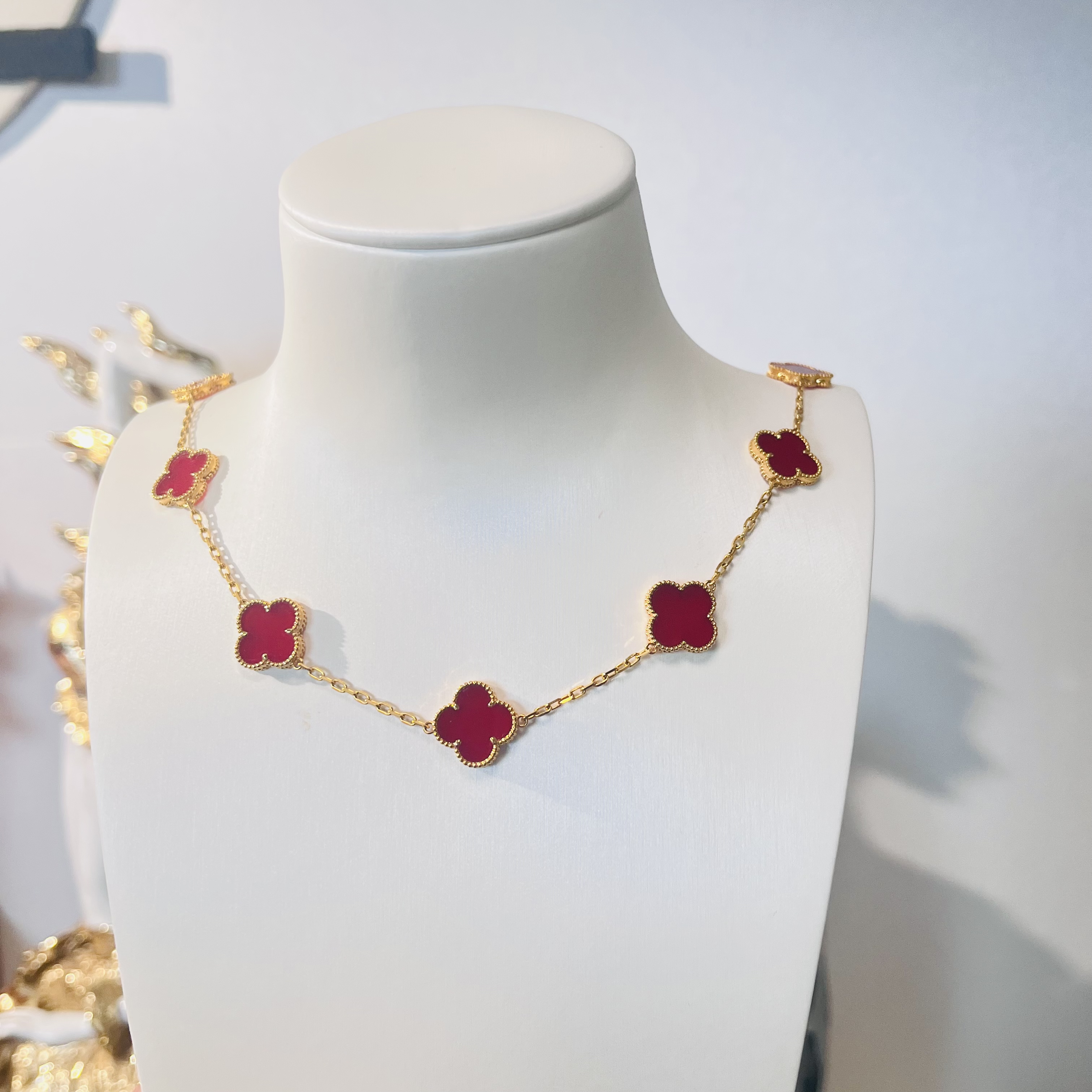 【玉素专属】18k金镶嵌红玛瑙重金十花项链15mm经典（72小时鉴赏期）
