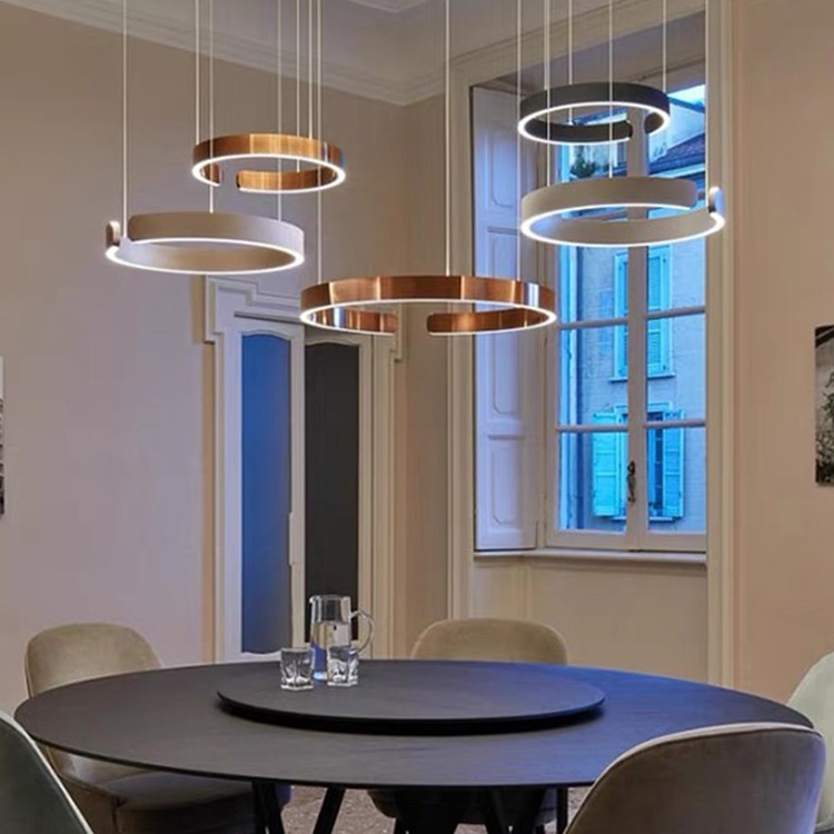 C形圆环餐厅吊灯简约现代创意升降吊灯