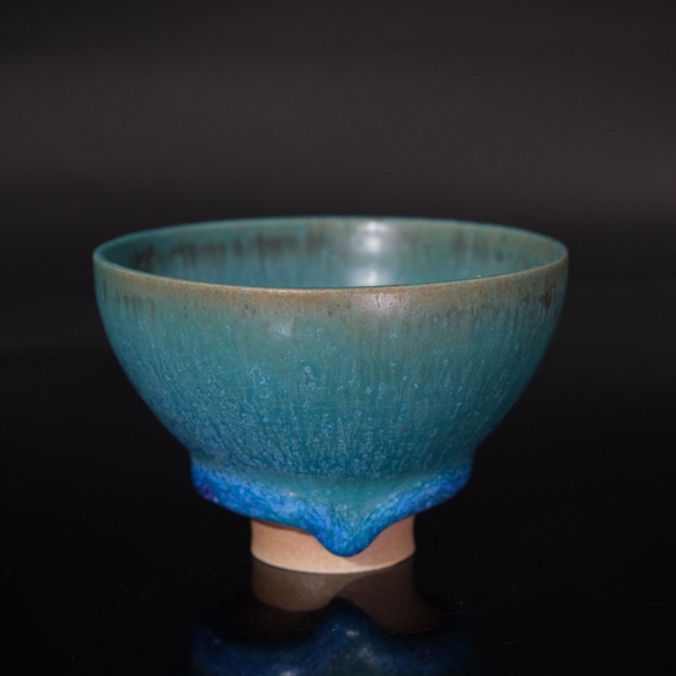 吴遠中未名窑主人杯大号翡冷翠盏杯蓝色蓝色复古陶瓷茶杯蓝釉茶具