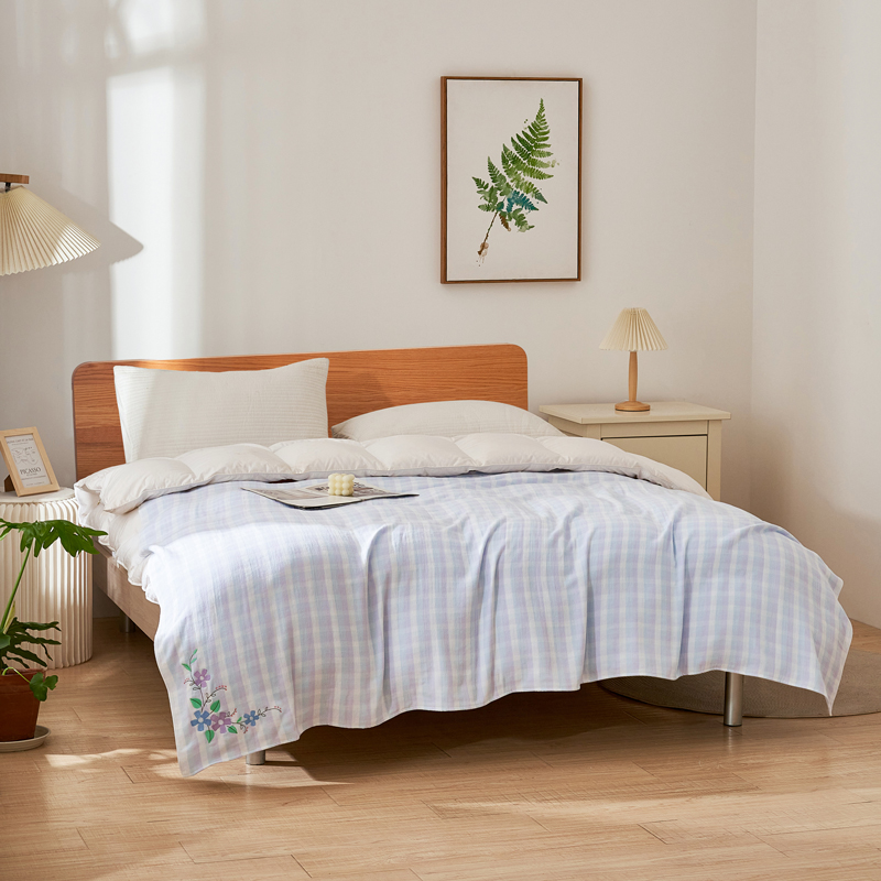 棉田花语纯棉毛巾被单人午睡毯空调被卧室办公室夏季亲肤空调毯子