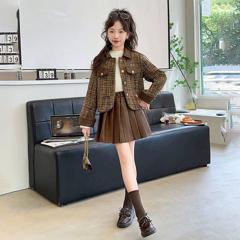 女童秋装2024新款洋气时髦套装裙子大童儿童春秋季女孩小香风套裙