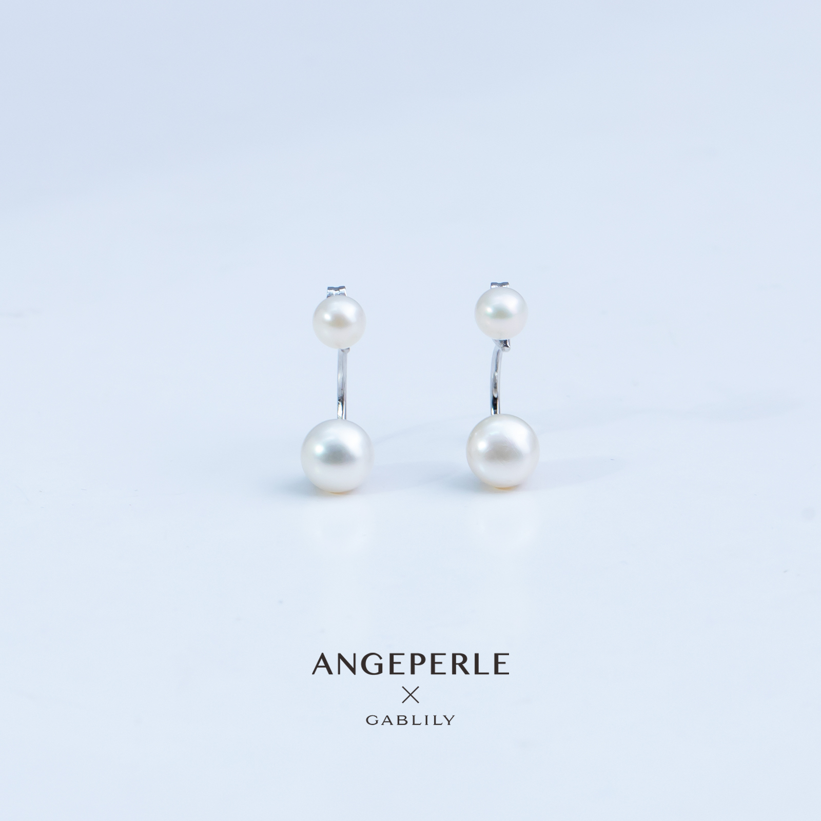 【大场】天使之泪 淡水珍珠S925银针"双珠映月"耳饰4-5/7-8mm时尚 