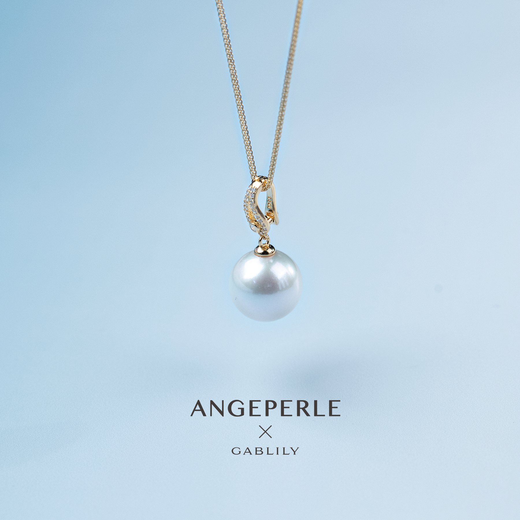 天使之泪淡水珍珠13-14mm万能扣吊坠通体S925银镀金60cm链【梅梅】