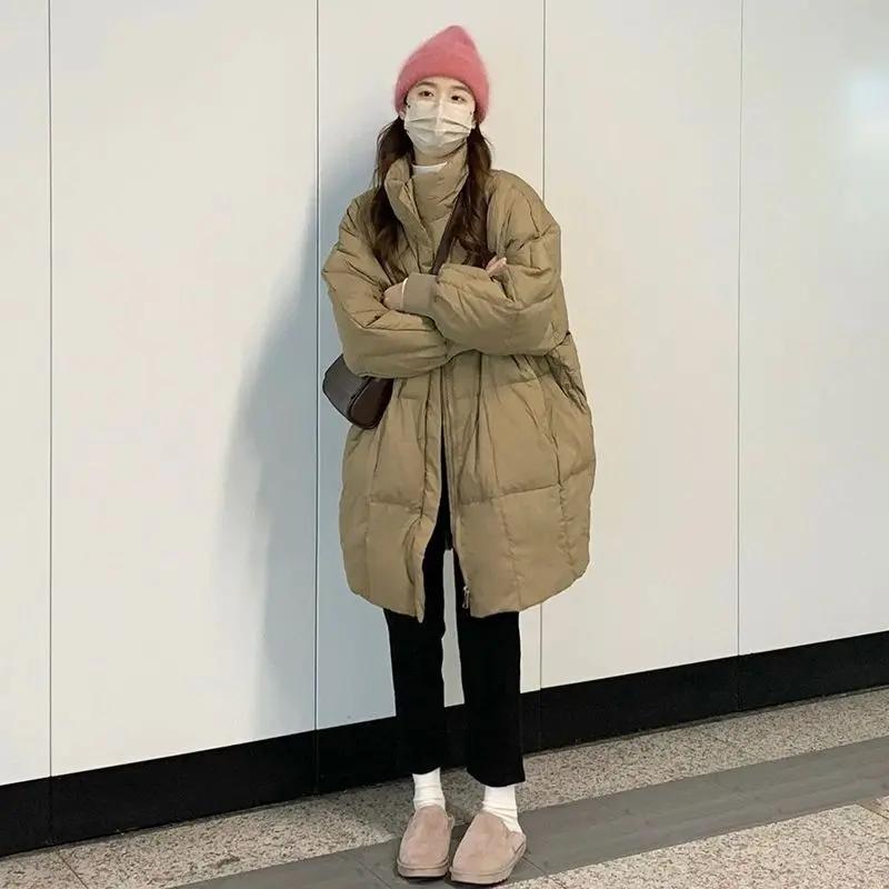 羽绒羽绒衣服女冬季2023年新款中长款宽松加厚棉衣棉袄韩系慵懒风